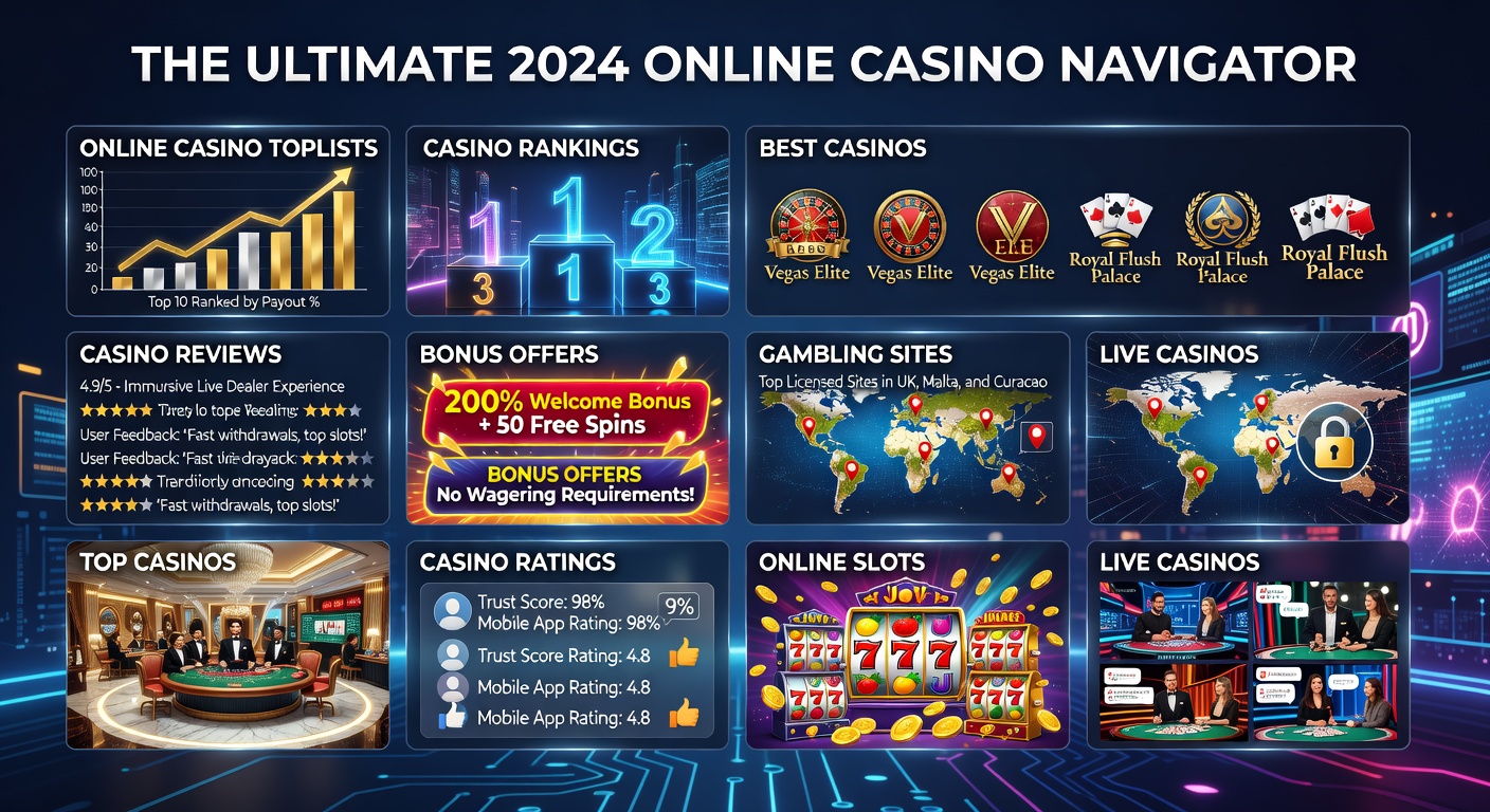 Mobile casino apps displayed on smartphones with ranking charts and bonus icons