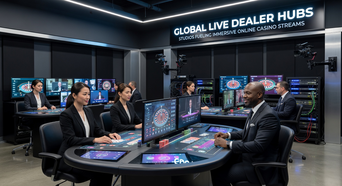 Inside a high-tech Manila studio, dealers manage baccarat tables under bright lights with screens displaying global player bets